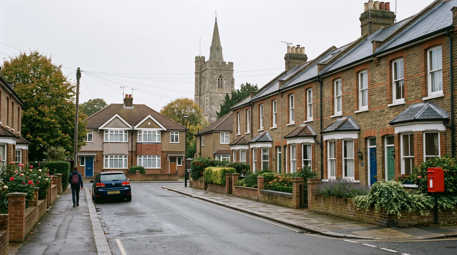 Residential street of Victorian and 1930s houses in Kent